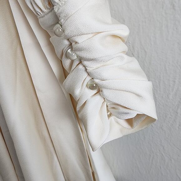 NEW Alexia Admor Phoebe Cream Satin Wrap Style Long Sleeve Dress - Picture 14 of 15